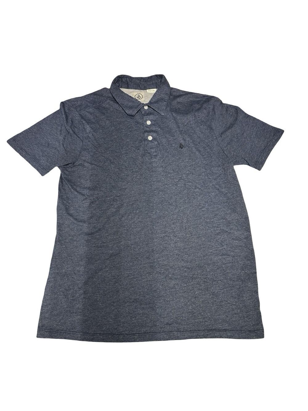 Volcom Stone Logo Short Sleeve Polo Shirt Men’s Medium Blue Heather